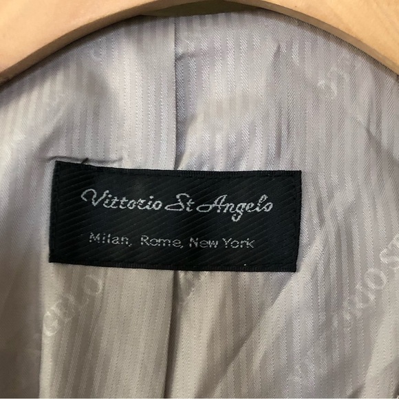 Vittorio St. Angelo|Gray pinstripe long line blazer vest, sleeveless•••Plus size - Picture 6 of 11
